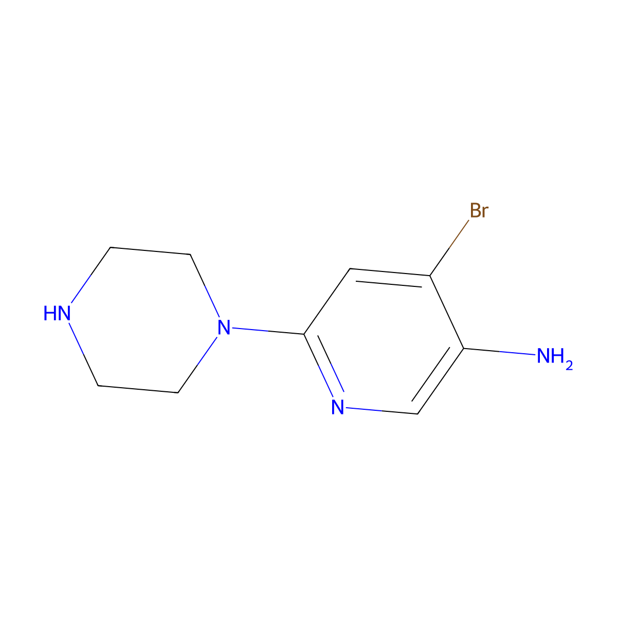 4-Bromo-3-amino-6-(piperazin-1-yl)pyridine molecular structure, CAS 1381944-07-5