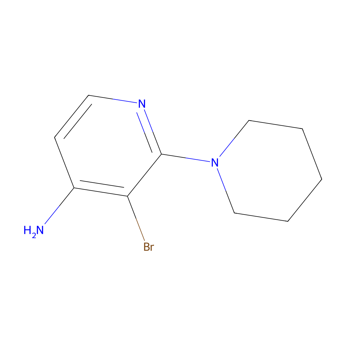 3-Bromo-2-(piperidin-1-YL)pyridin-4-amine molecular structure, CAS 1381944-08-6