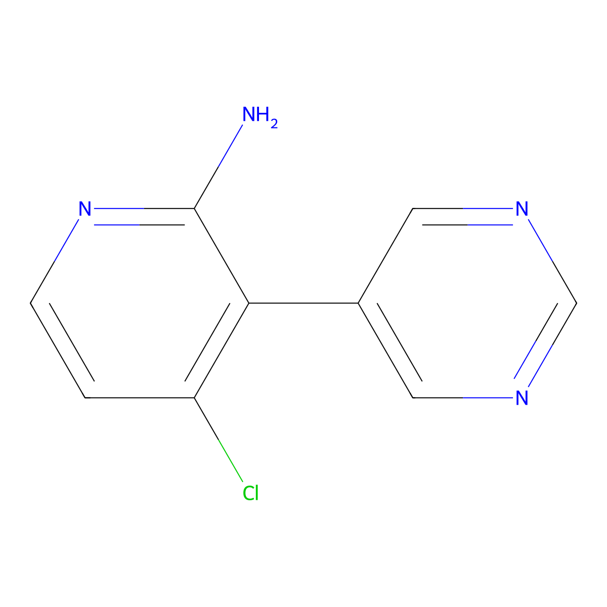 2-Amino-4-chloro-3-(5-pyrimidyl)pyridine molecular structure, CAS 1381944-09-7