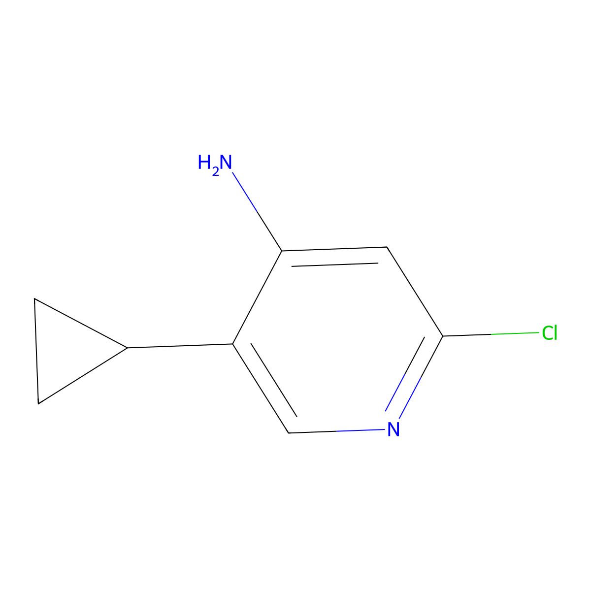 2-Chloro-5-cyclopropylpyridin-4-amine molecular structure, CAS 1381944-12-2