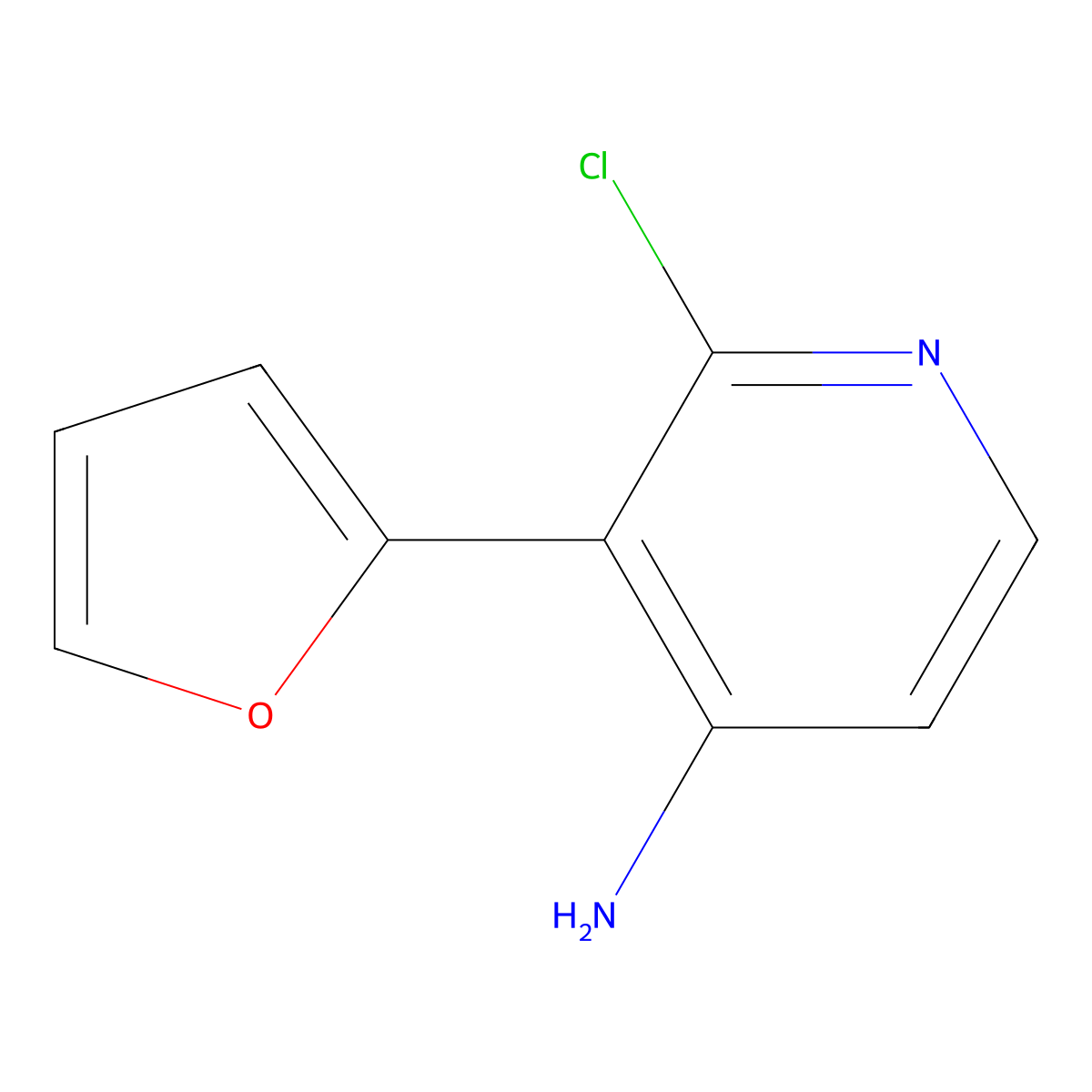 2-Chloro-4-amino-3-(2-furyl)pyridine molecular structure, CAS 1381944-16-6
