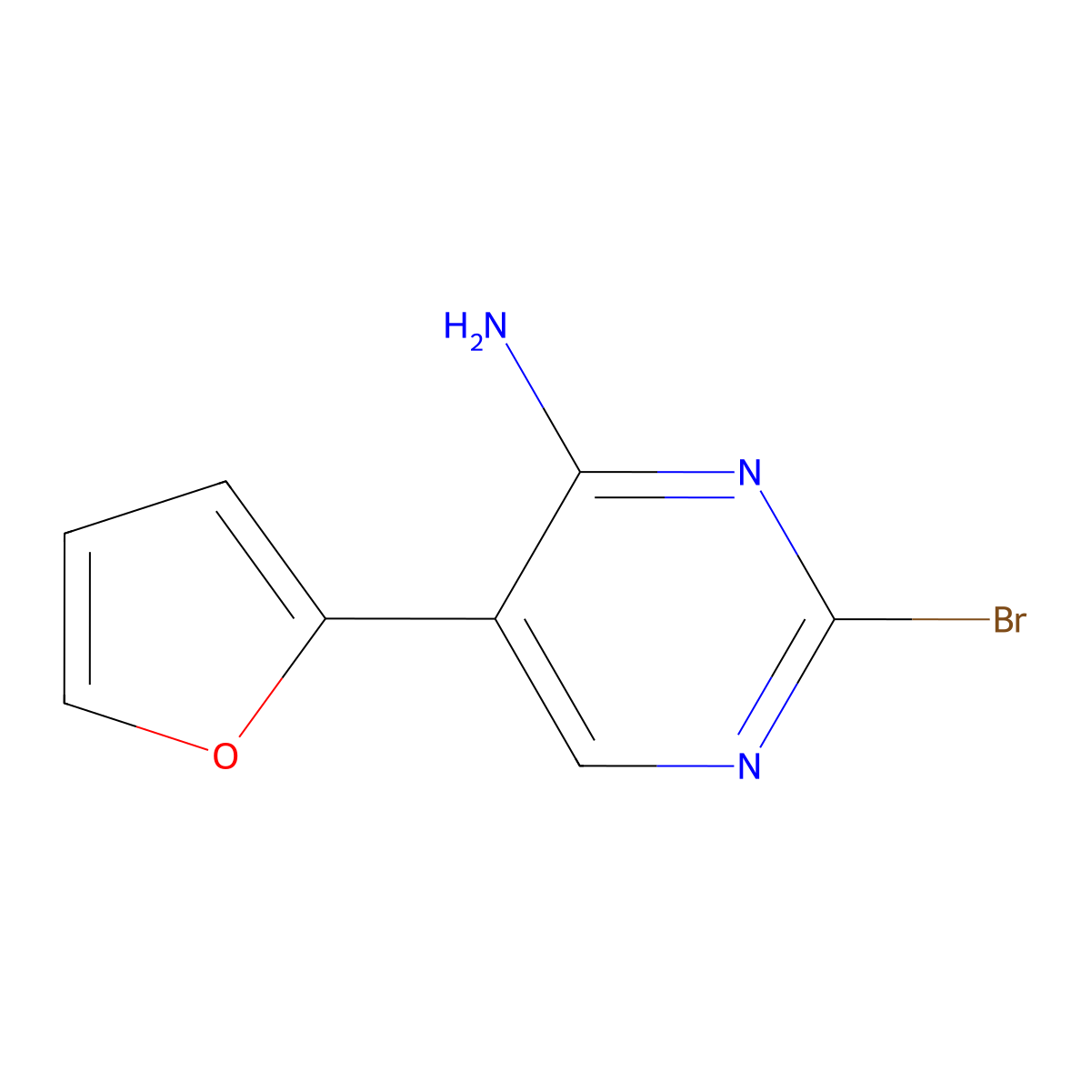 2-Bromol-4-amino-5-(2-furyl)pyrimidine molecular structure, CAS 1381944-18-8
