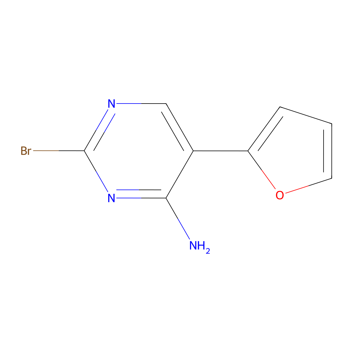 2-Bromol-4-amino-5-(2-furyl)pyrimidine molecular structure, CAS 1381944-18-8