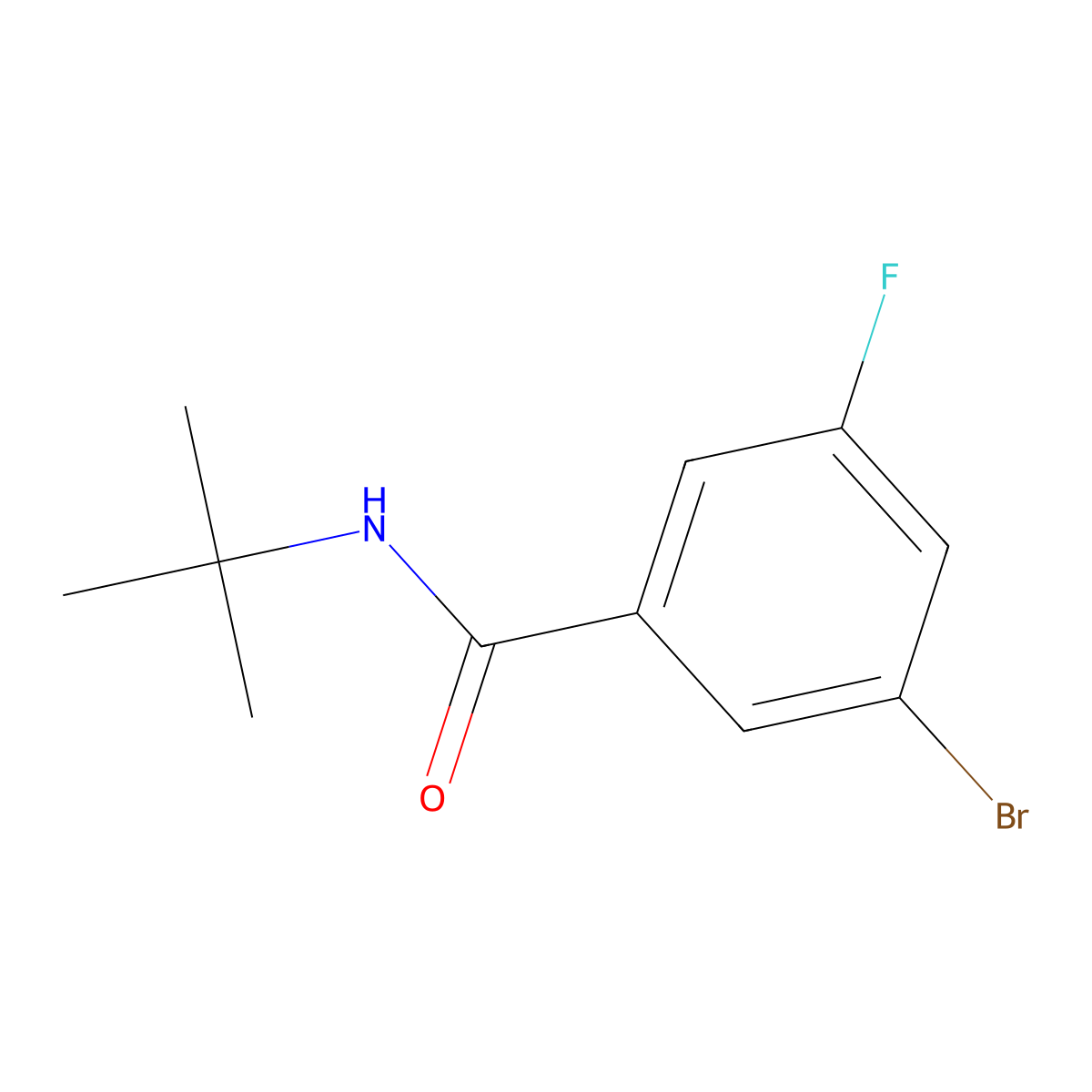 3-Bromo-N-tert-butyl-5-fluorobenzamide molecular structure, CAS 1381944-23-5