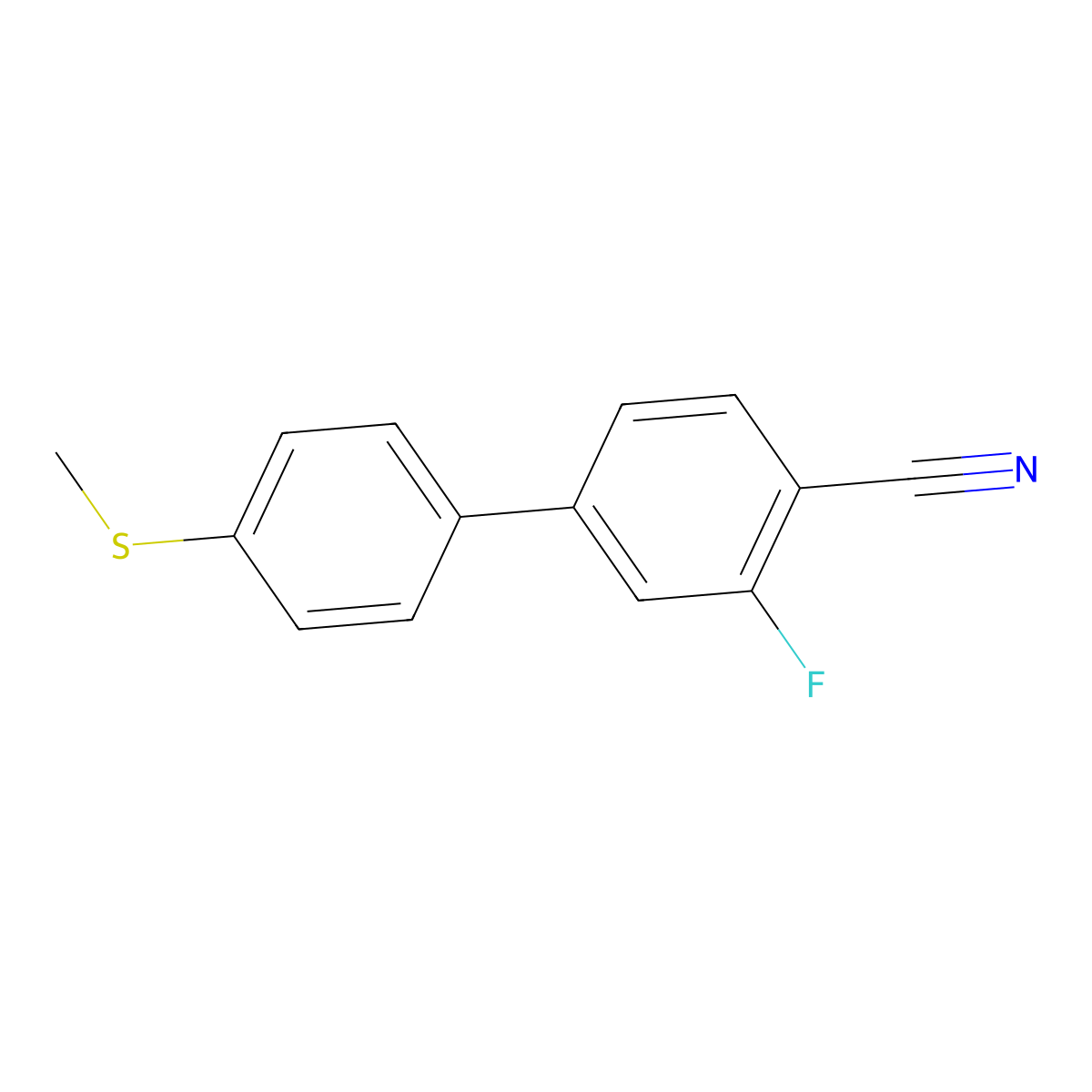 2-Fluoro-4-[4-(methylsulfanyl)phenyl]benzonitrile molecular structure, CAS 1381944-29-1