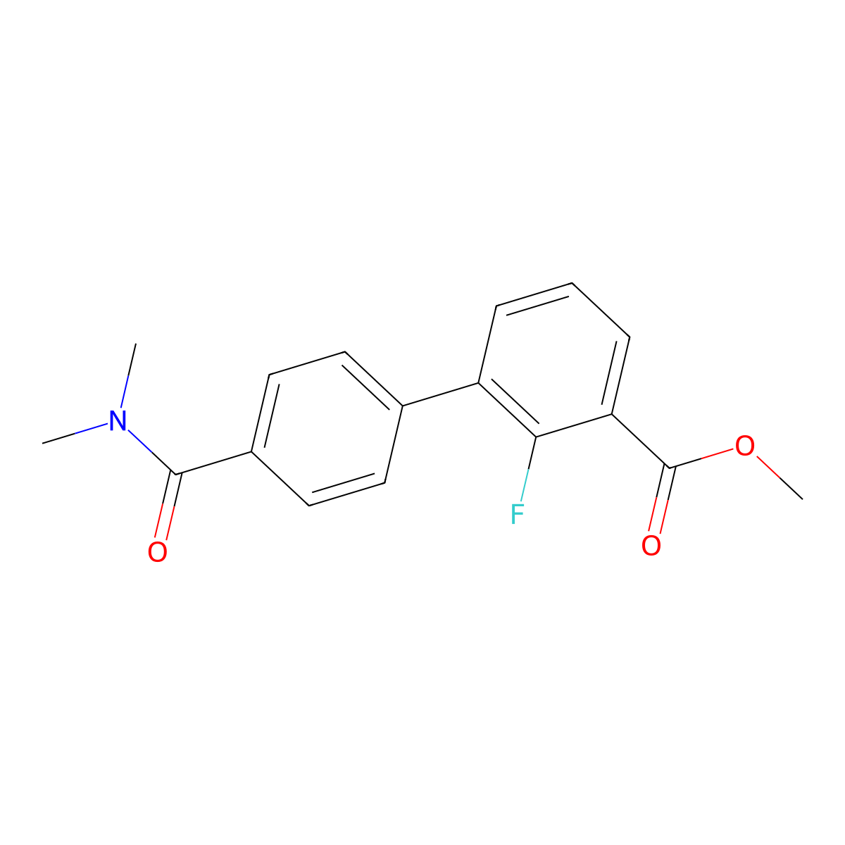 Methyl 3-[4-(dimethylcarbamoyl)phenyl]-2-fluorobenzoate molecular structure, CAS 1381944-34-8