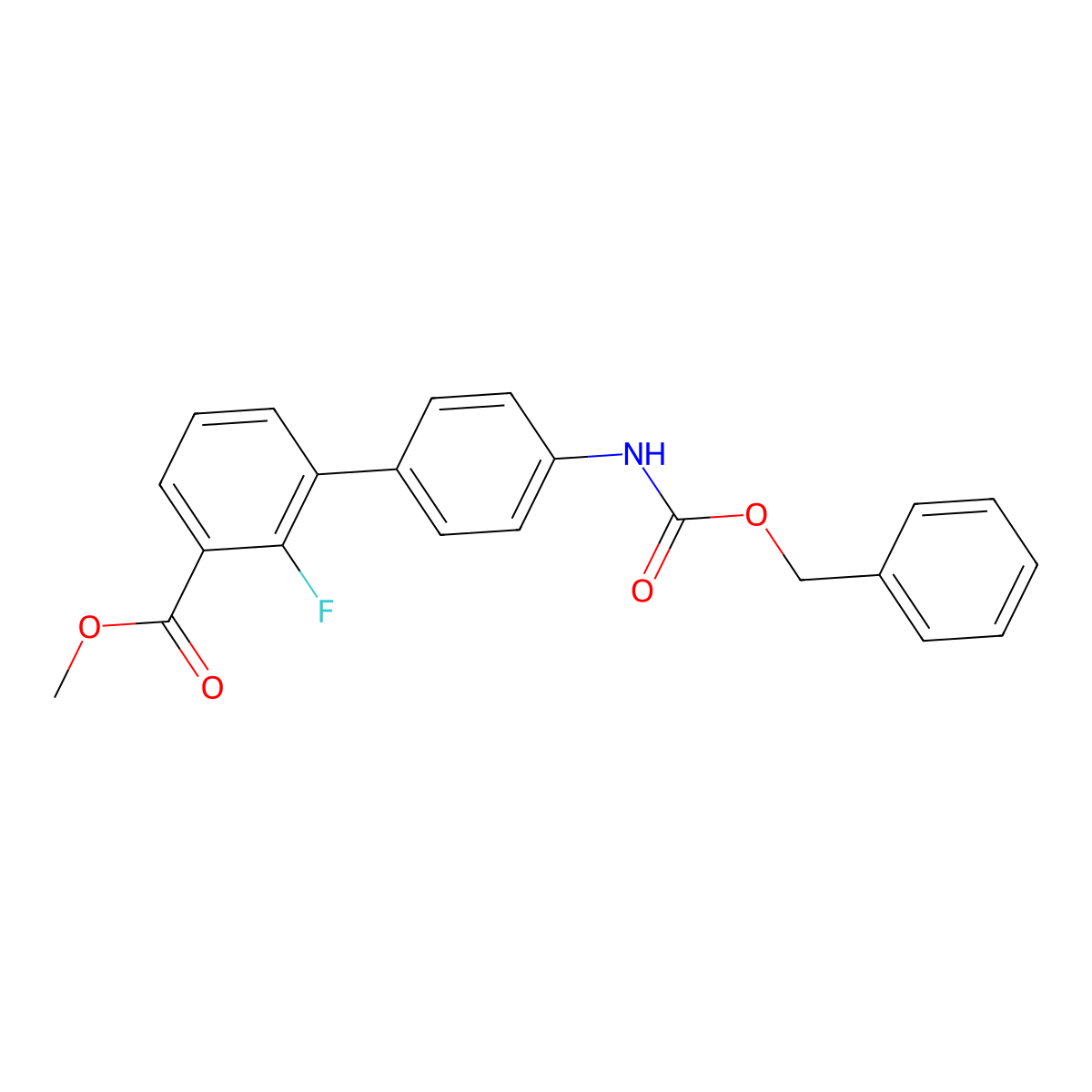 Methyl 4'-(((benzyloxy)carbonyl)amino)-2-fluoro-[1,1'-biphenyl]-3-carboxylate molecular structure, CAS 1381944-37-1