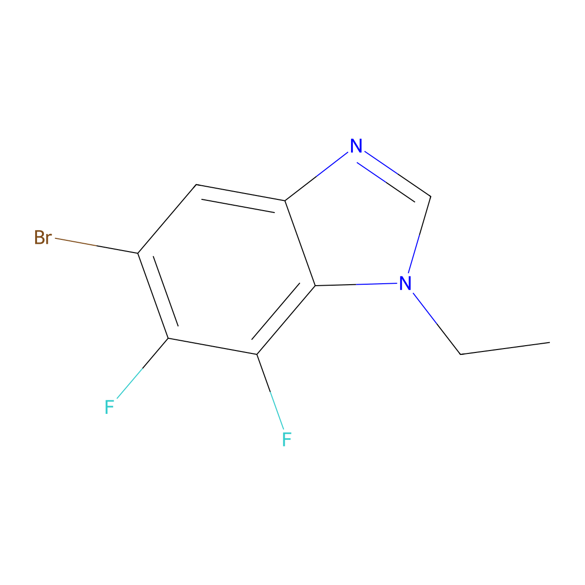 5-Bromo-1-ethyl-6,7-difluoro-1,3-benzodiazole molecular structure, CAS 1381944-40-6