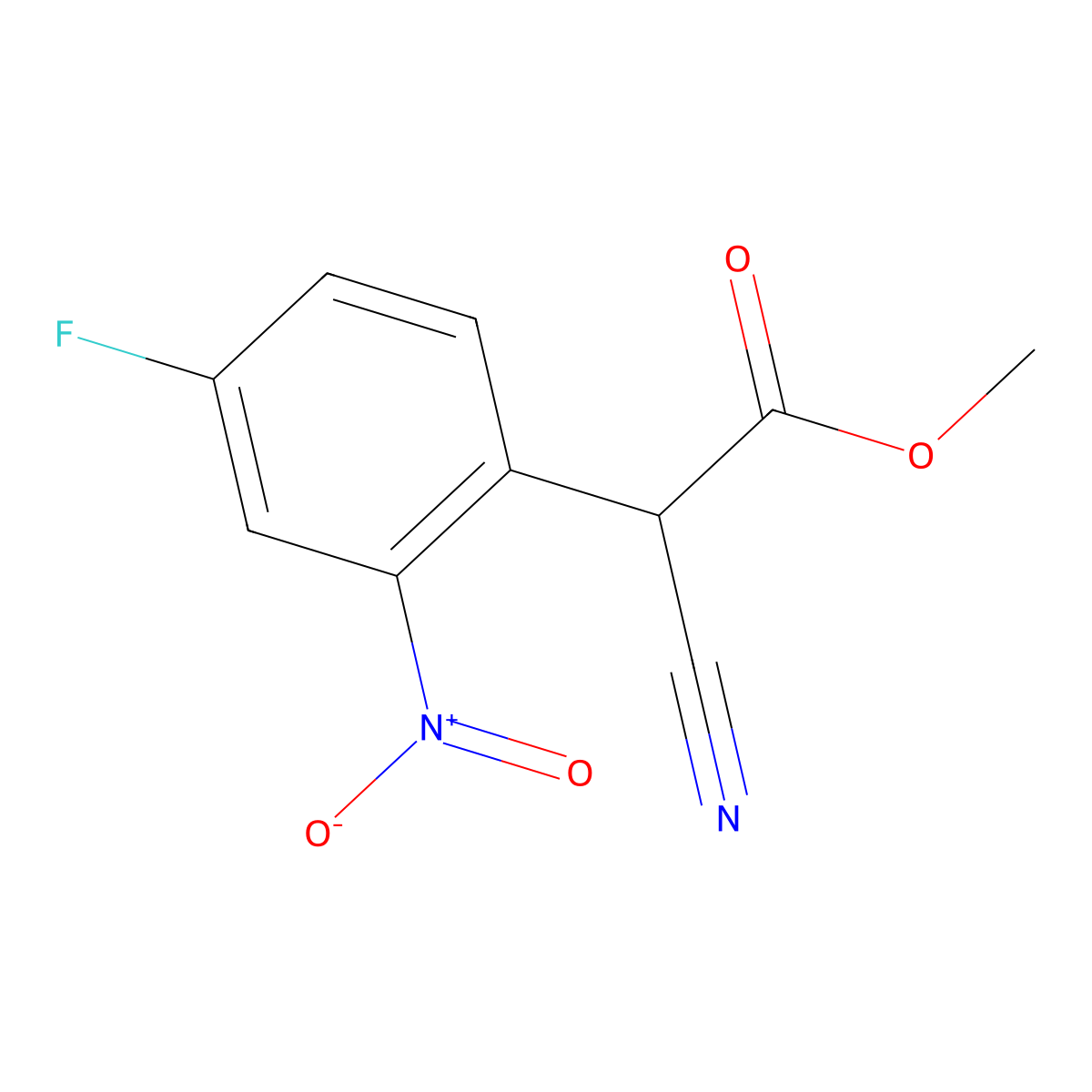 Methyl 2-cyano-2-(4-fluoro-2-nitrophenyl)acetate molecular structure, CAS 1381944-42-8