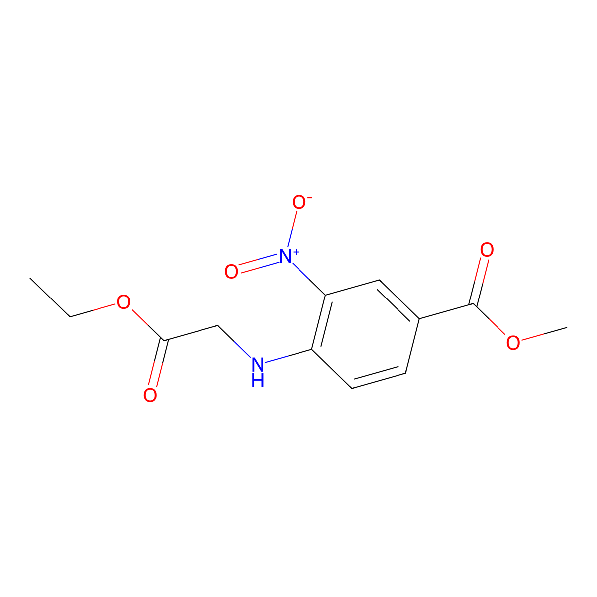 Methyl 4-((2-ethoxy-2-oxoethyl)amino)-3-nitrobenzoate molecular structure, CAS 1381944-43-9