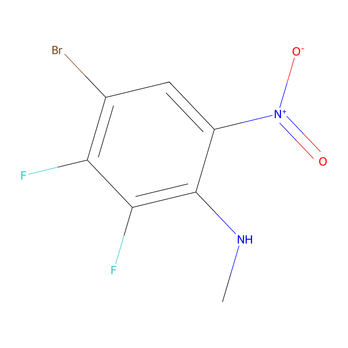 Benzenamine, 4-bromo-2,3-difluoro-N-methyl-6-nitro- molecular structure, CAS 1381944-44-0