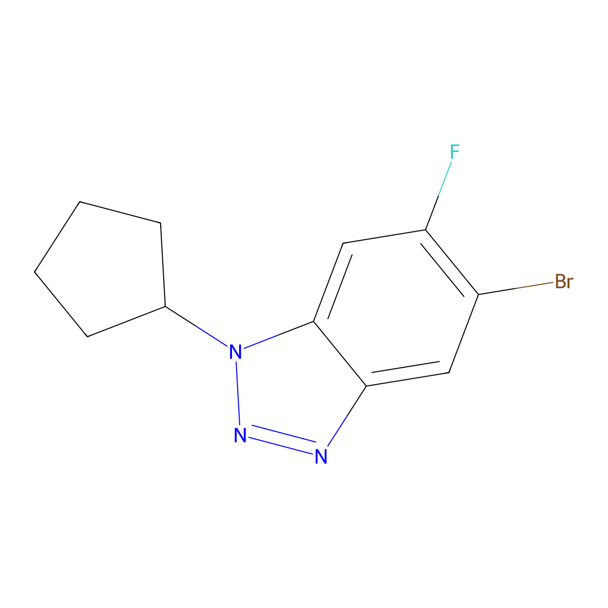 5-Bromo-1-cyclopentyl-6-fluoro-1,2,3-benzotriazole molecular structure, CAS 1381944-45-1