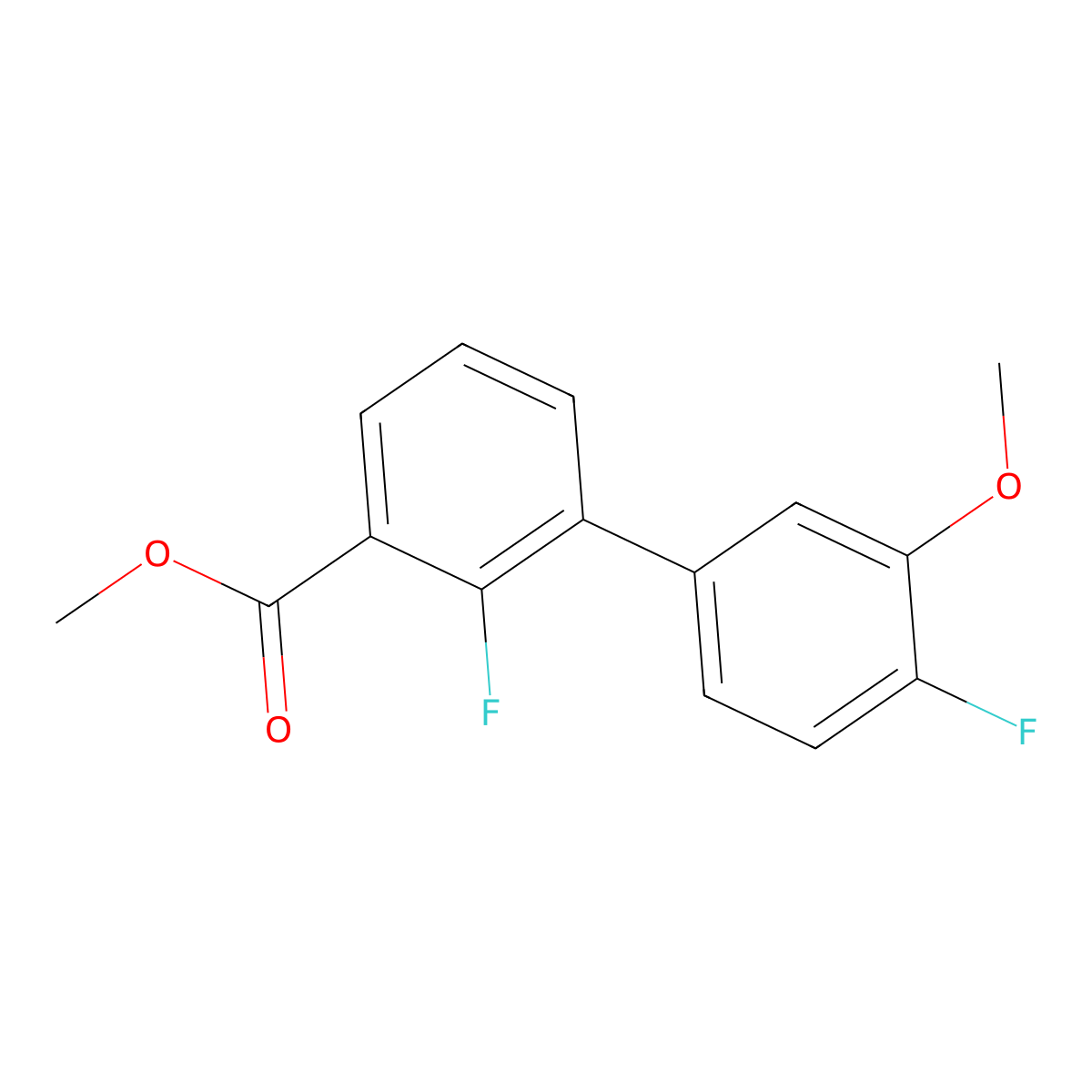 Methyl 2-fluoro-3-(4-fluoro-3-methoxyphenyl)benzoate molecular structure, CAS 1381944-46-2