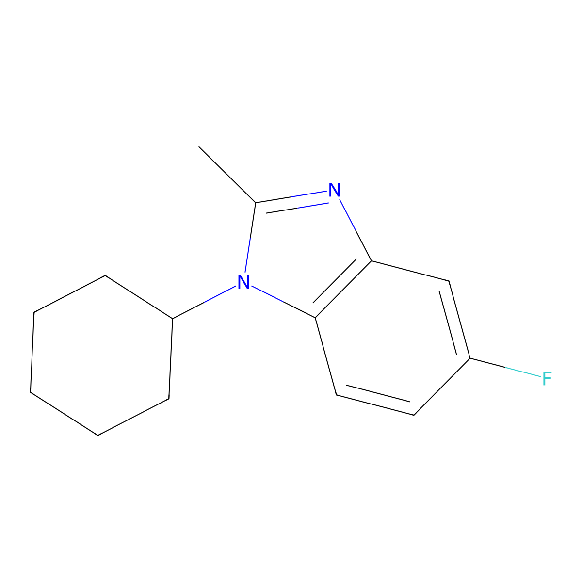 1-Cyclohexyl-5-fluoro-2-methyl-1,3-benzodiazole molecular structure, CAS 1381944-50-8