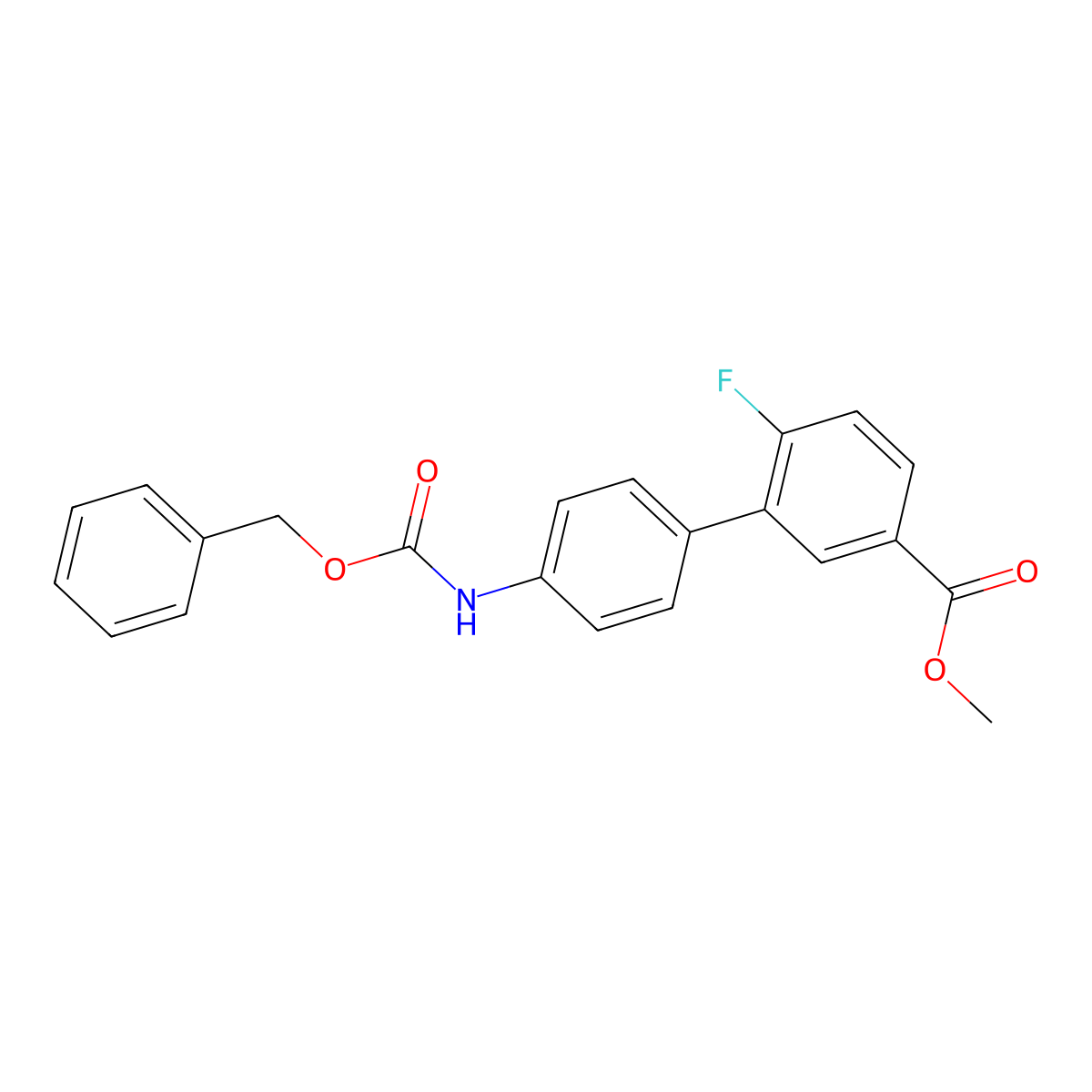 Methyl 4'-(((benzyloxy)carbonyl)amino)-6-fluoro-[1,1'-biphenyl]-3-carboxylate molecular structure, CAS 1381944-53-1