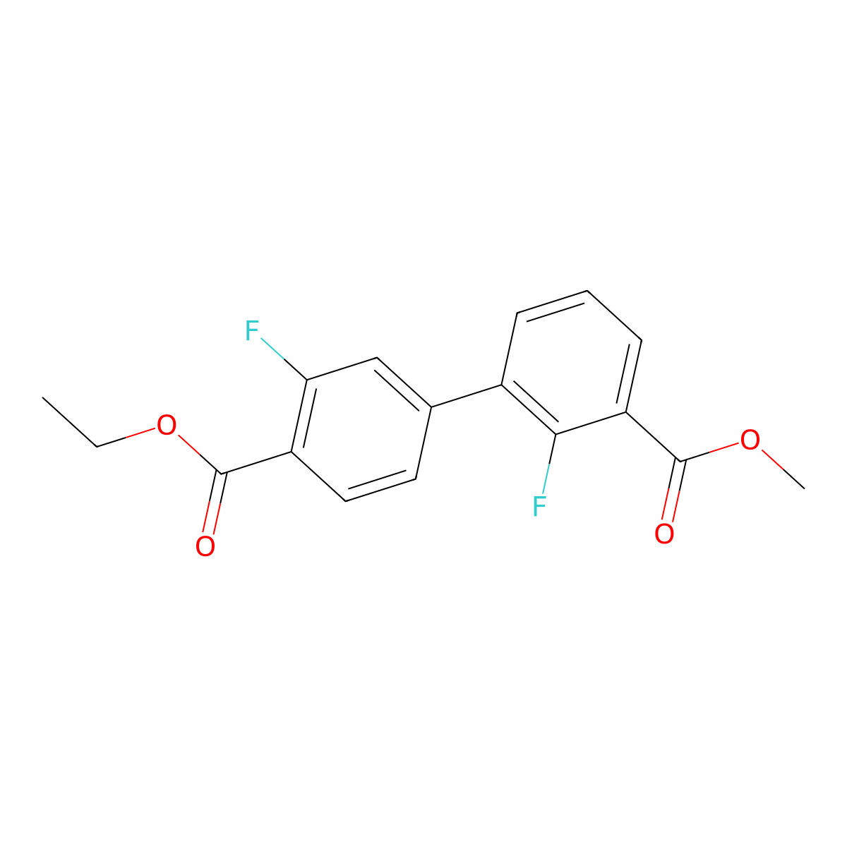 Methyl 3-[4-(ethoxycarbonyl)-3-fluorophenyl]-2-fluorobenzoate molecular structure, CAS 1381944-56-4