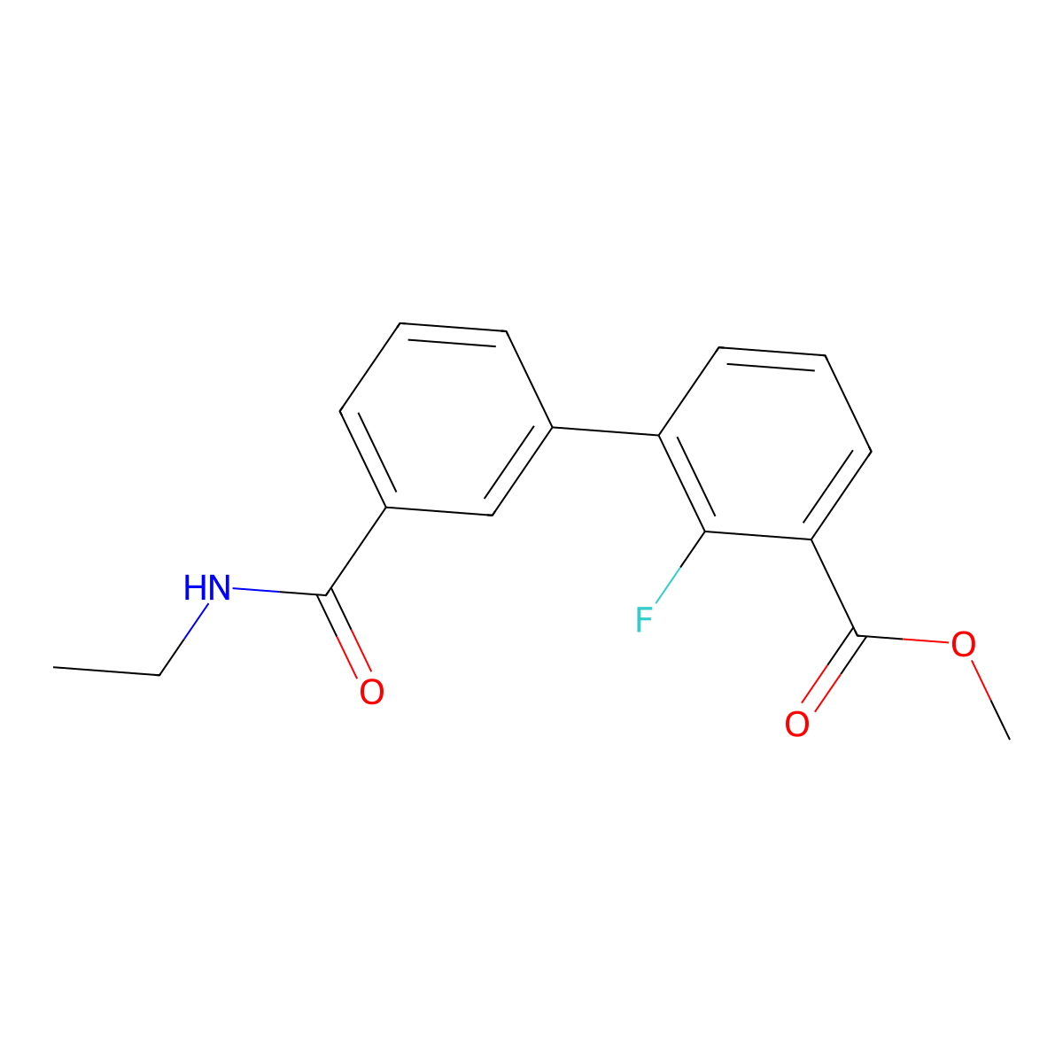 Methyl 3-[3-(ethylcarbamoyl)phenyl]-2-fluorobenzoate molecular structure, CAS 1381944-61-1