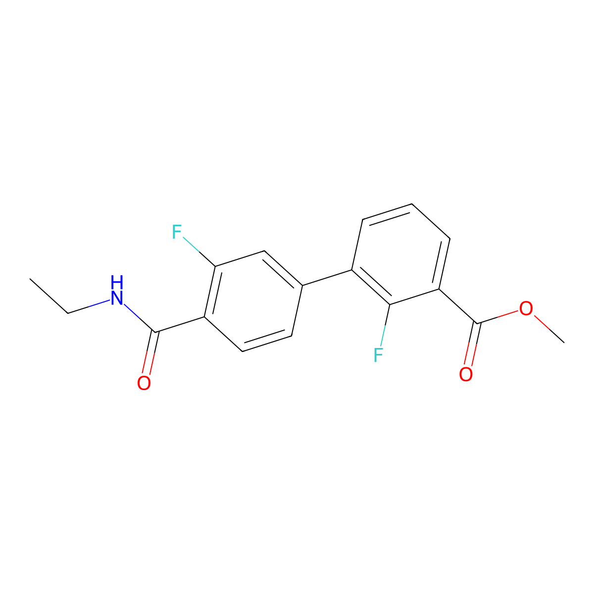Methyl 3-[4-(ethylcarbamoyl)-3-fluorophenyl]-2-fluorobenzoate molecular structure, CAS 1381944-66-6
