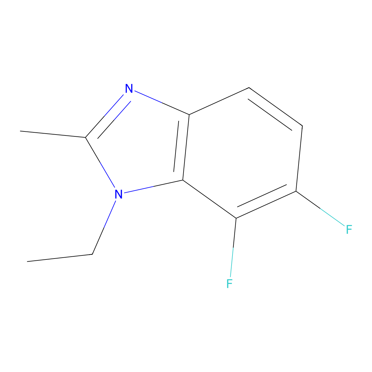 1-Ethyl-6,7-difluoro-2-methyl-1,3-benzodiazole molecular structure, CAS 1381944-71-3