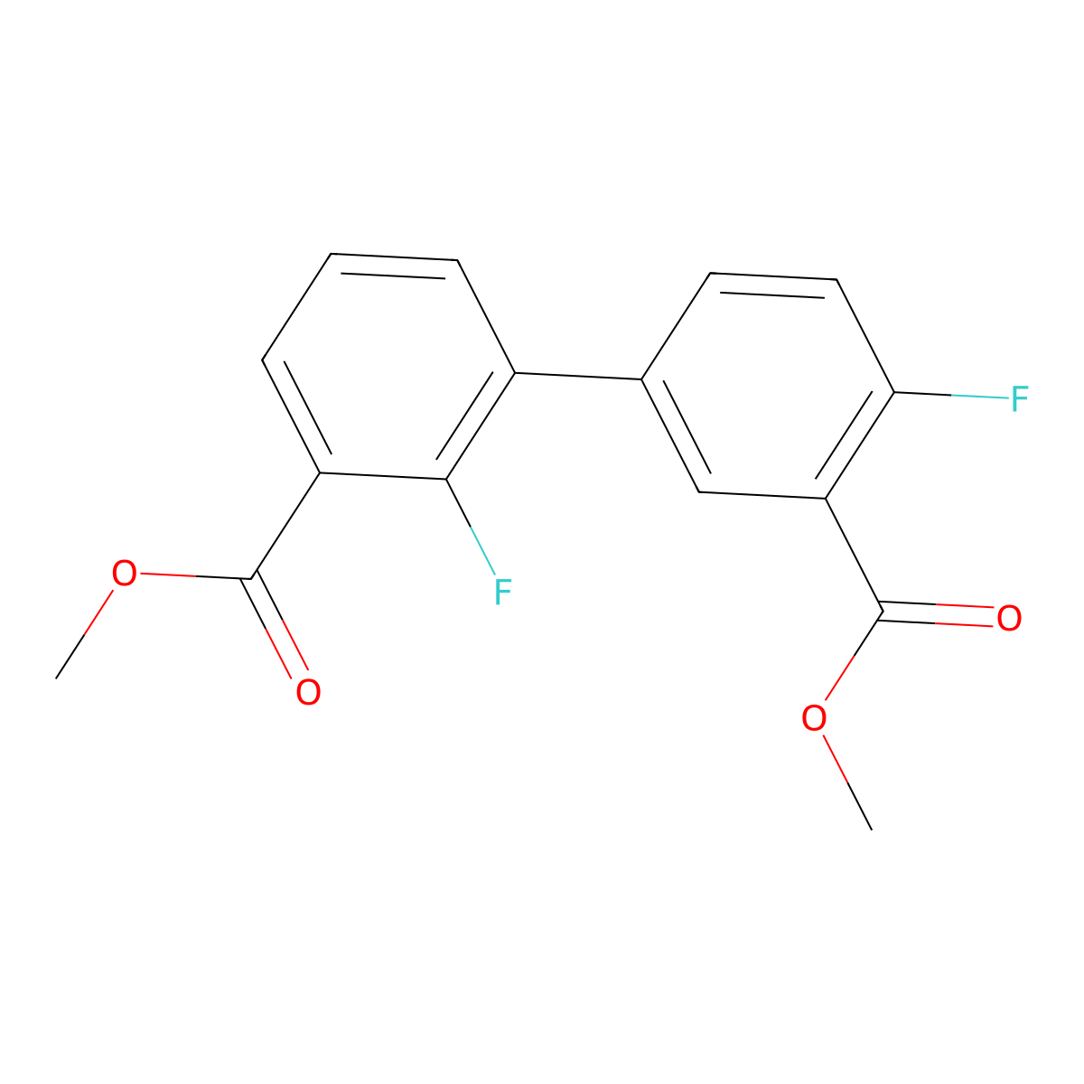 Dimethyl 2,4'-difluoro-[1,1'-biphenyl]-3,3'-dicarboxylate molecular structure, CAS 1381944-72-4