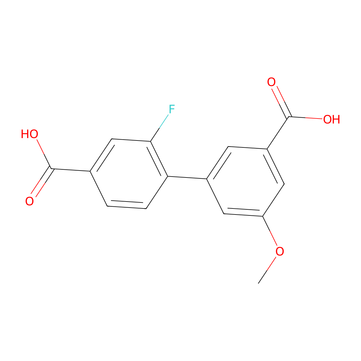 2-Fluoro-5'-methoxybiphenyl-3',4-dicarboxylic acid molecular structure, CAS 1381944-79-1