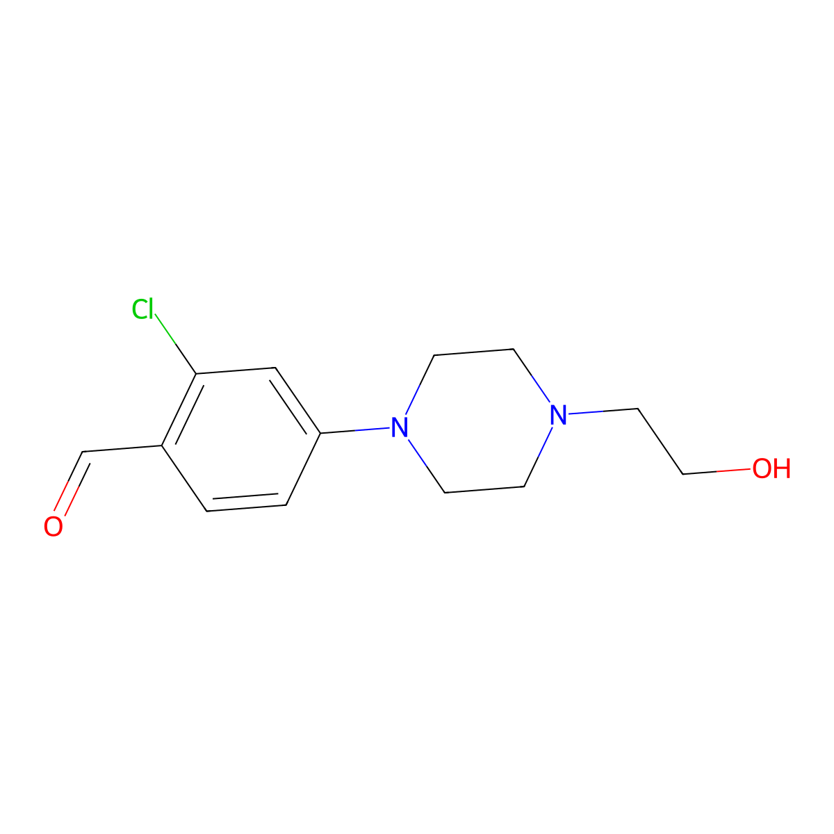 2-Chloro-4-[4-(2-hydroxyethyl)piperazino]benzaldehyde molecular structure, CAS 1381944-80-4
