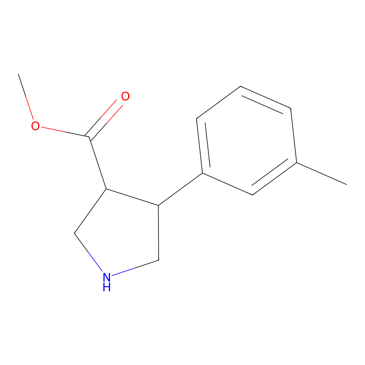 rac-methyl (3R,4S)-4-(3-methylphenyl)pyrrolidine-3-carboxylate molecular structure, CAS 1381947-30-3