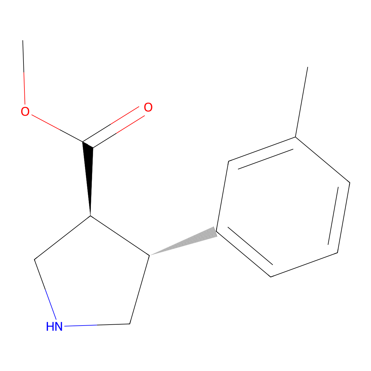 rac-methyl (3R,4S)-4-(3-methylphenyl)pyrrolidine-3-carboxylate molecular structure, CAS 1381947-30-3