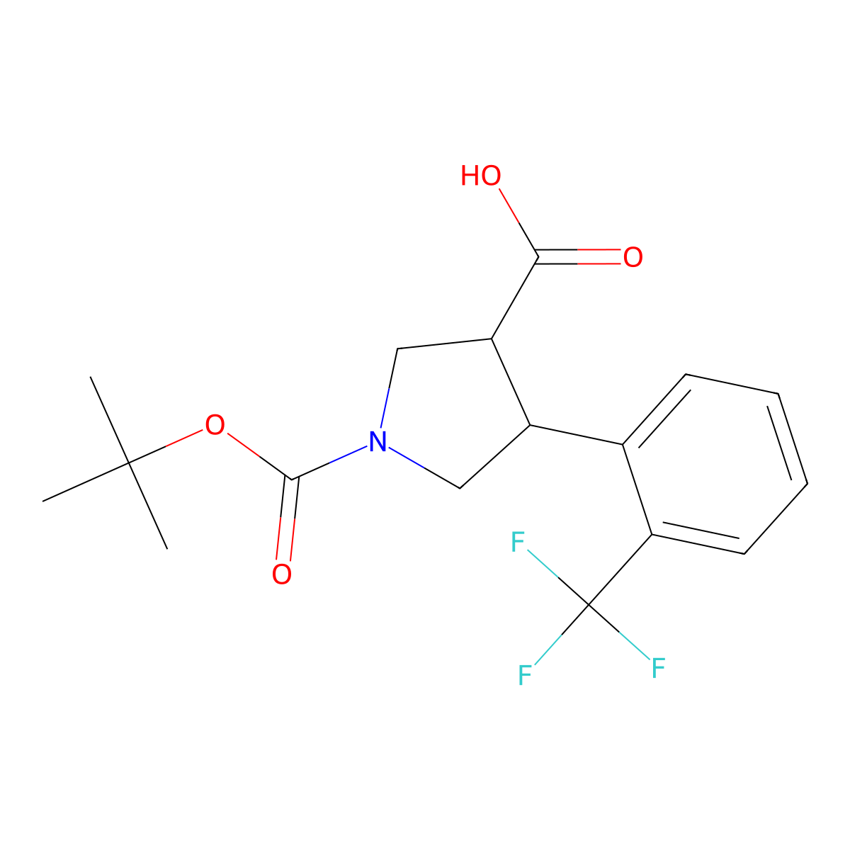 Boc-(+/-)-trans-4-(2-trifluoromethylphenyl)pyrrolidine-3-carboxylic acid molecular structure, CAS 1381947-36-9