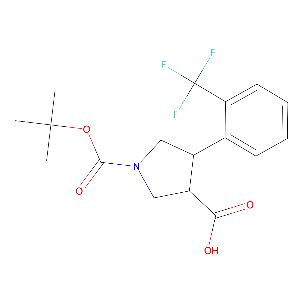 Boc-(+/-)-trans-4-(2-trifluoromethylphenyl)pyrrolidine-3-carboxylic acid molecular structure, CAS 1381947-36-9