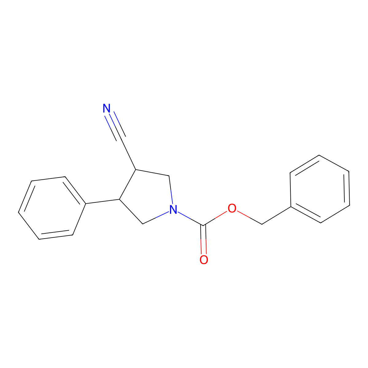 Benzyl (3S,4R)-3-cyano-4-phenyl-1-pyrrolidinecarboxylate molecular structure, CAS 1381947-96-1
