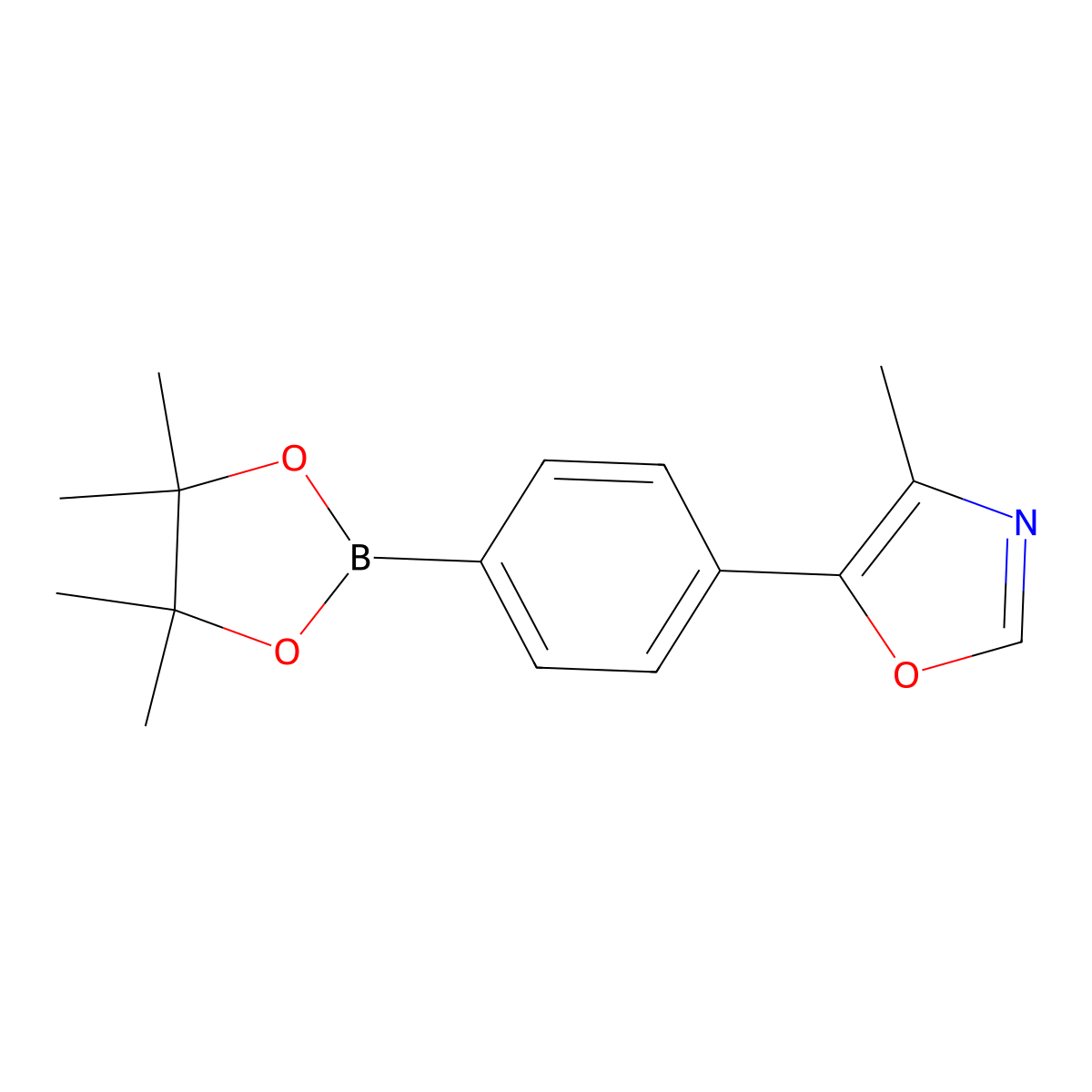 4-Methyl-5-[4-(4,4,5,5-tetramethyl-1,3,2-dioxaborolan-2-yl)phenyl]-1,3-oxazole molecular structure, CAS 1381948-31-7