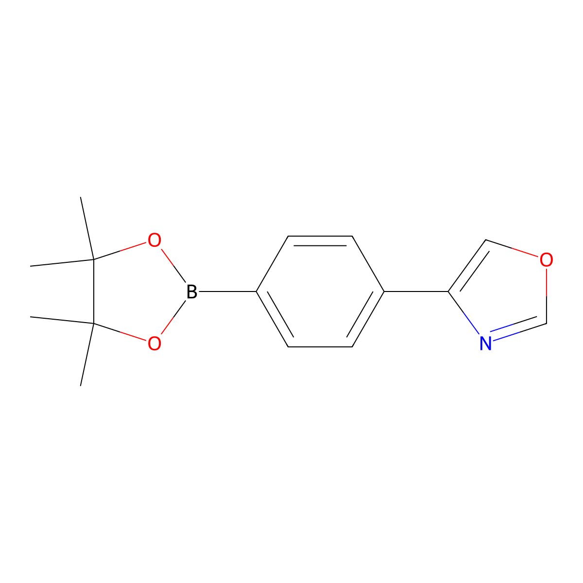4-(4-(4,4,5,5-Tetramethyl-1,3,2-dioxaborolan-2-YL)phenyl)oxazole molecular structure, CAS 1381948-81-7
