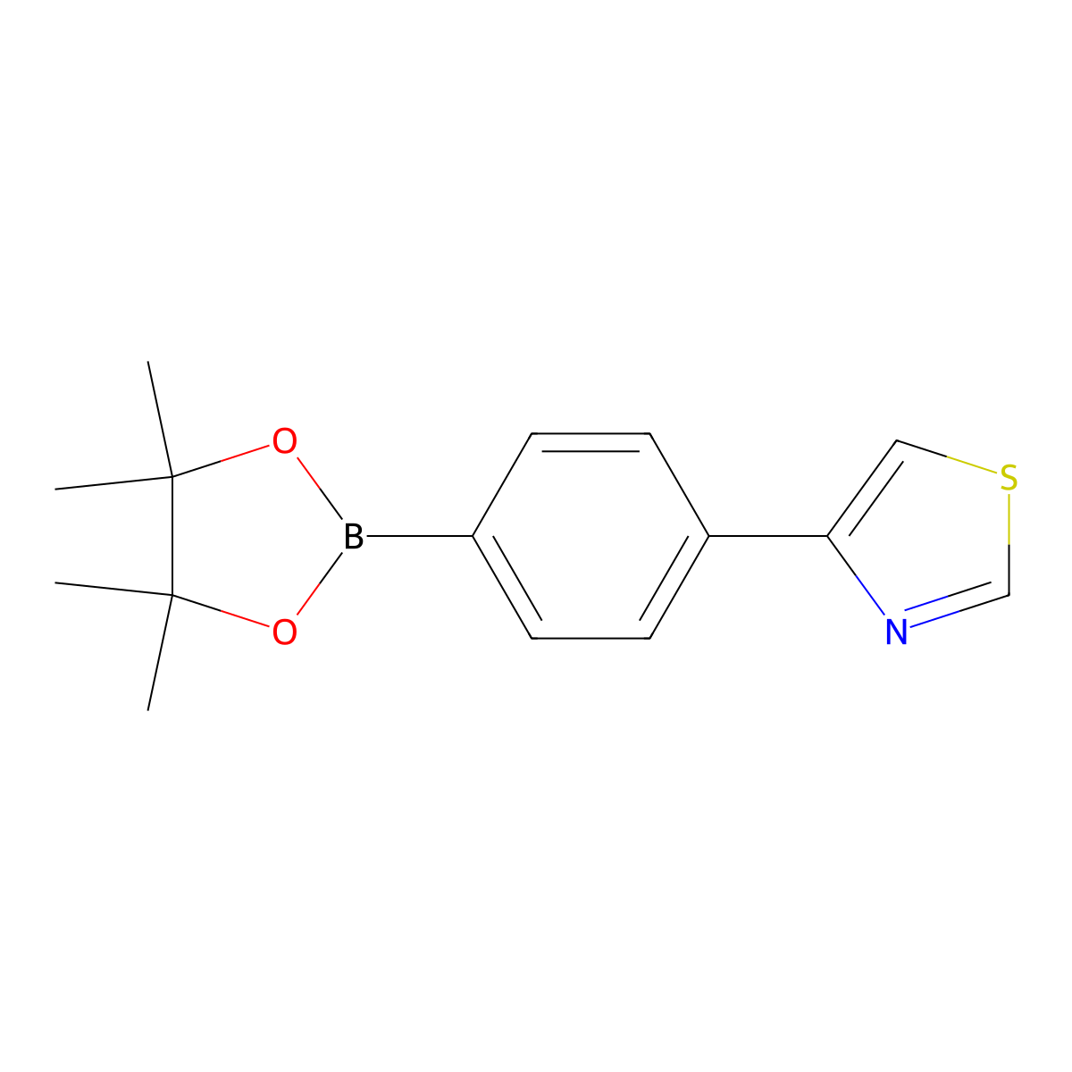 4-(4-(4,4,5,5-Tetramethyl-1,3,2-dioxaborolan-2-YL)phenyl)thiazole molecular structure, CAS 1381948-96-4