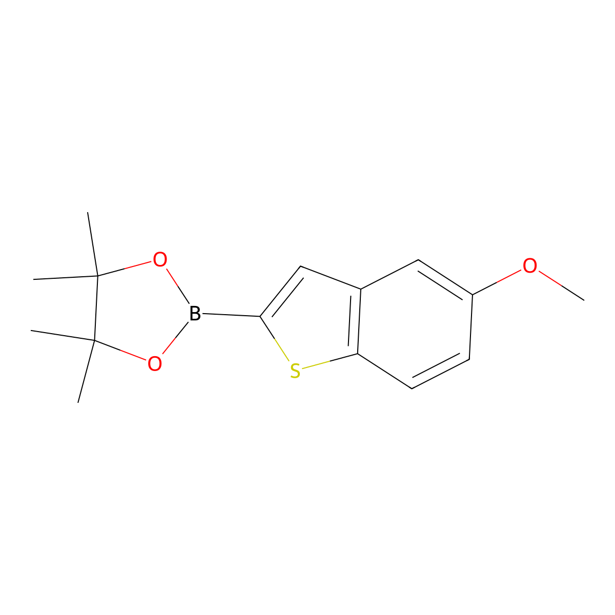 2-(5-Methoxy-1-benzothiophen-2-yl)-4,4,5,5-tetramethyl-1,3,2-dioxaborolane molecular structure, CAS 1381956-22-4