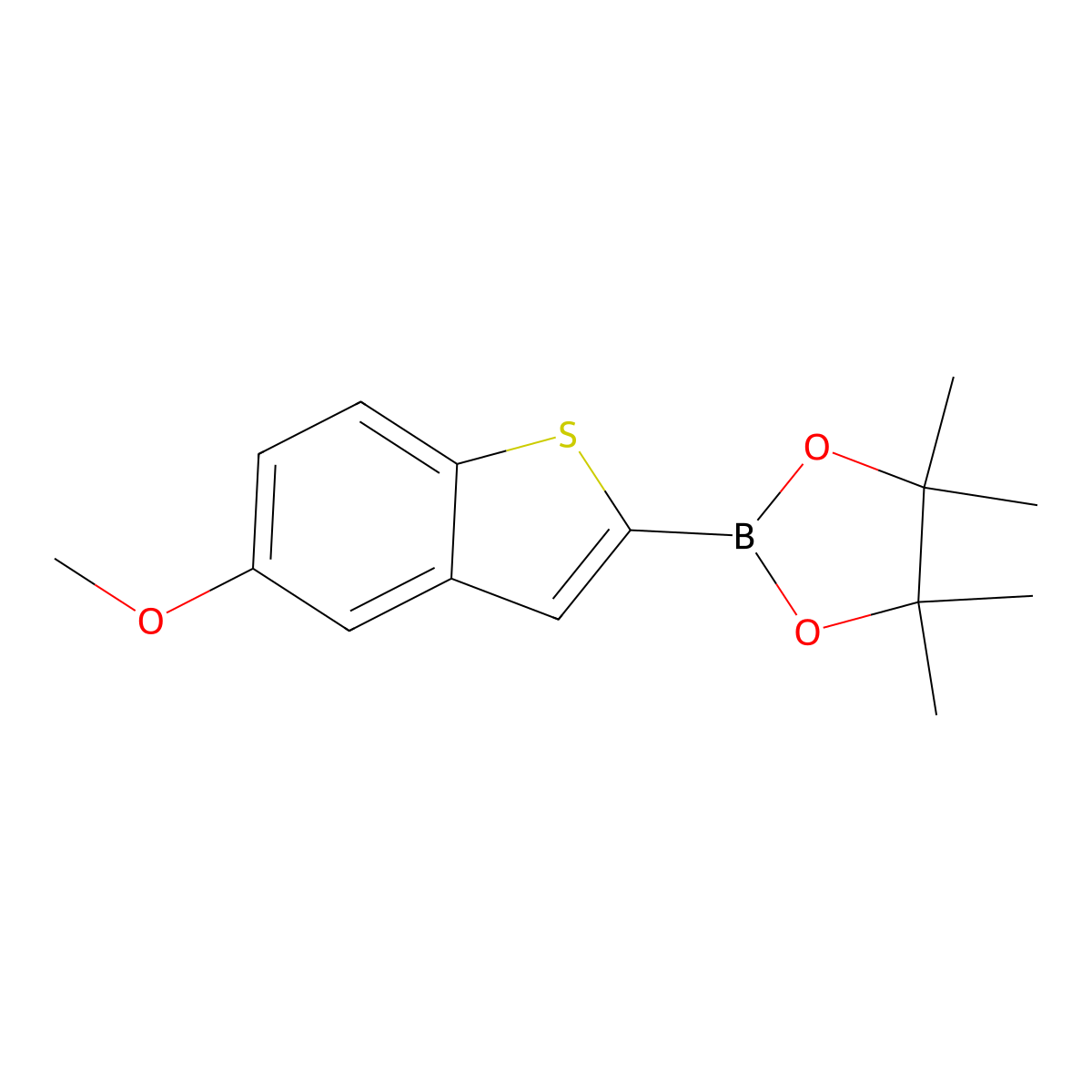 2-(5-Methoxy-1-benzothiophen-2-yl)-4,4,5,5-tetramethyl-1,3,2-dioxaborolane molecular structure, CAS 1381956-22-4