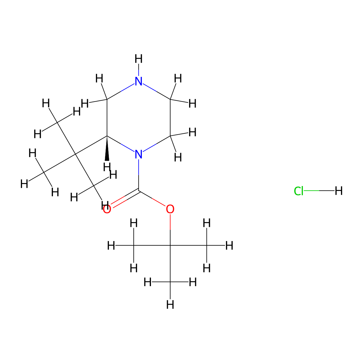 (R)-tert-butyl 2-tert-butylpiperazine-1-carboxylate hydrochloride molecular structure, CAS 1381958-53-7