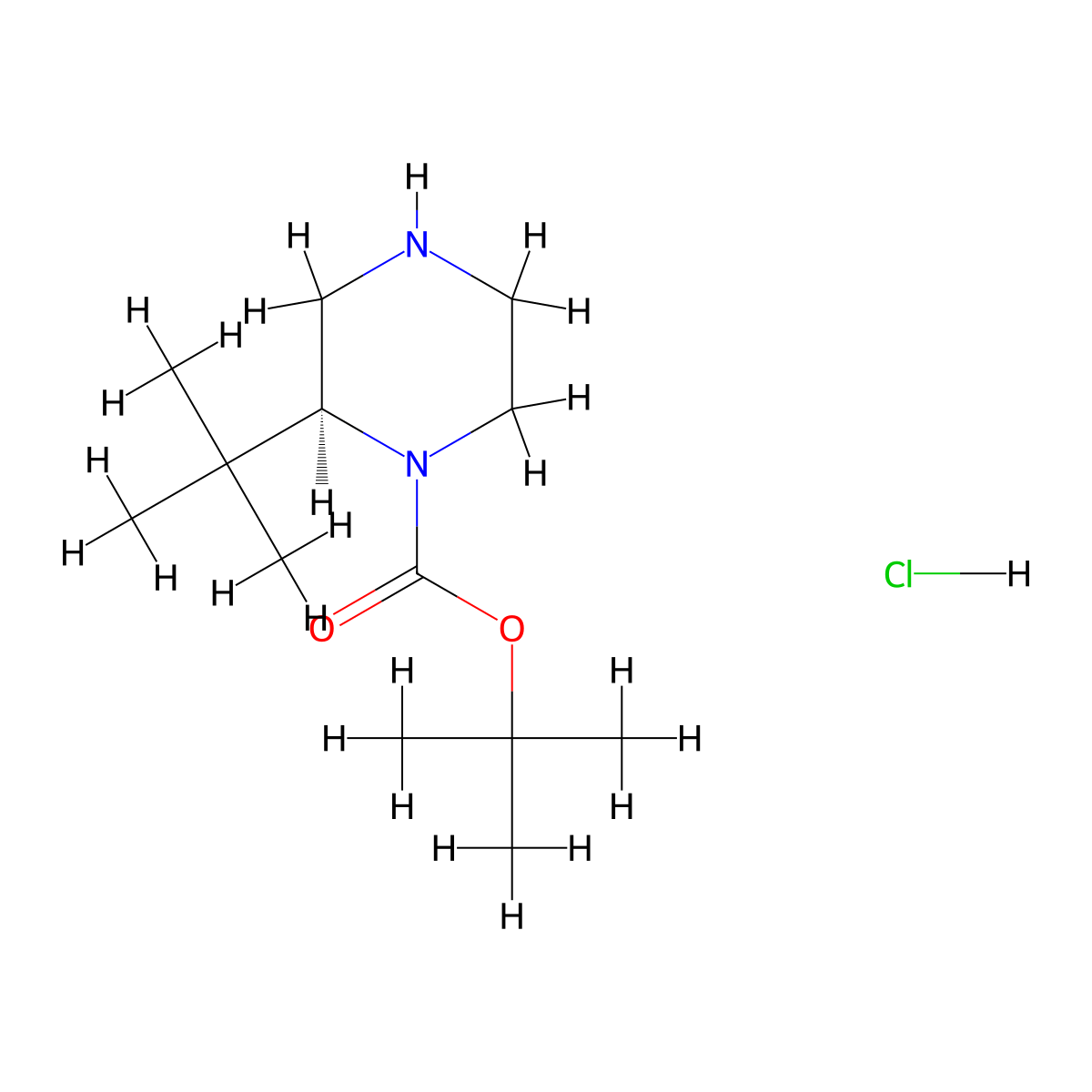 (S)-tert-Butyl 2-(tert-butyl)piperazine-1-carboxylate hydrochloride molecular structure, CAS 1381959-73-4