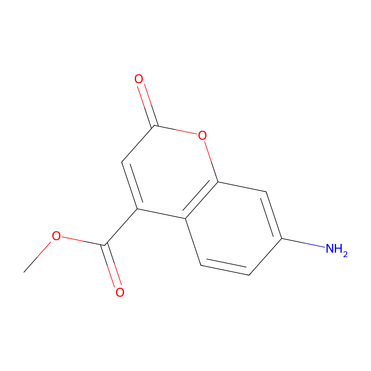 Methyl 7-amino-2-oxo-2H-1-benzopyran-4-carboxylate molecular structure, CAS 138196-50-6