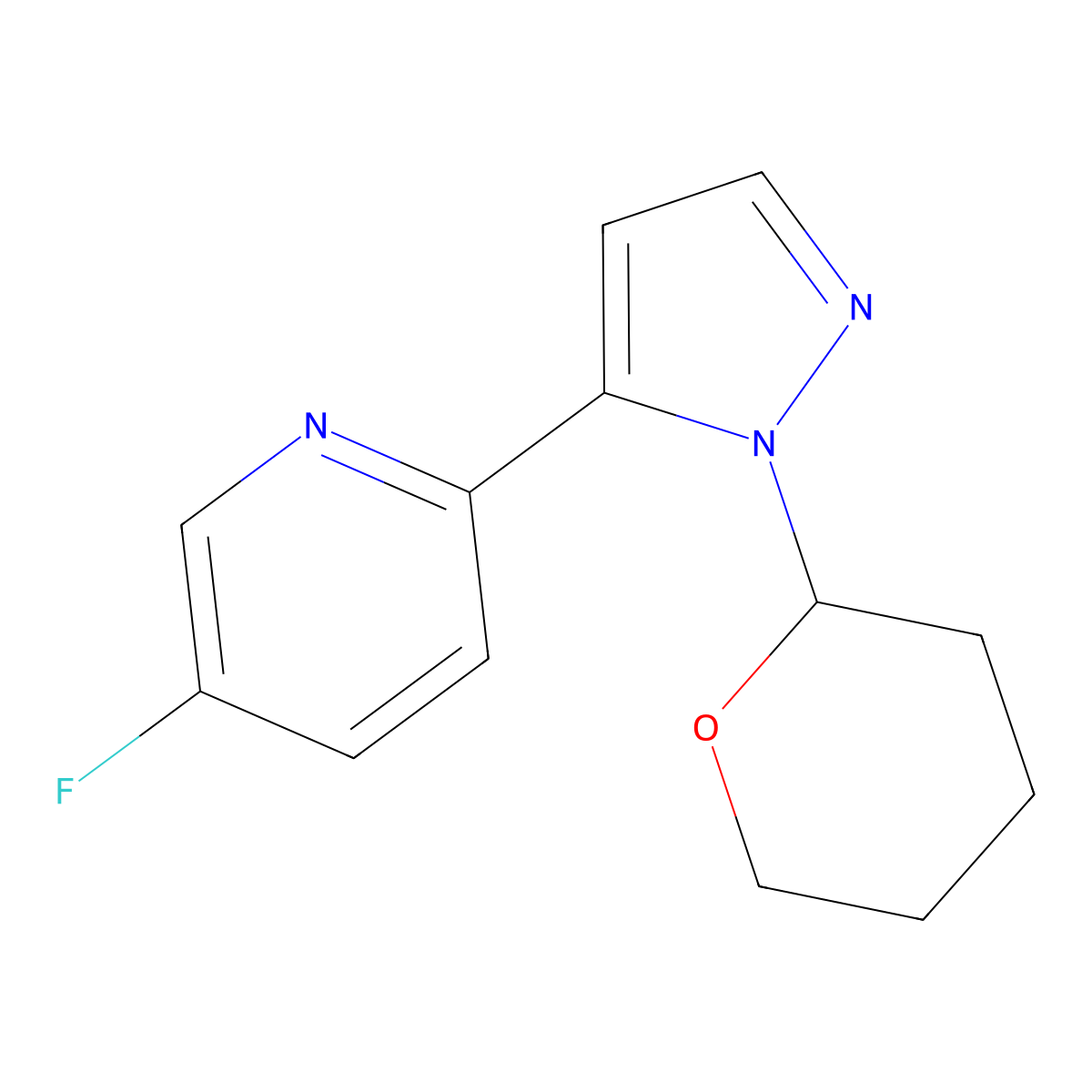 5-Fluoro-2-[1-(tetrahydro-2H-pyran-2-yl)-1H-pyrazol-5-yl]pyridine molecular structure, CAS 1381971-84-1