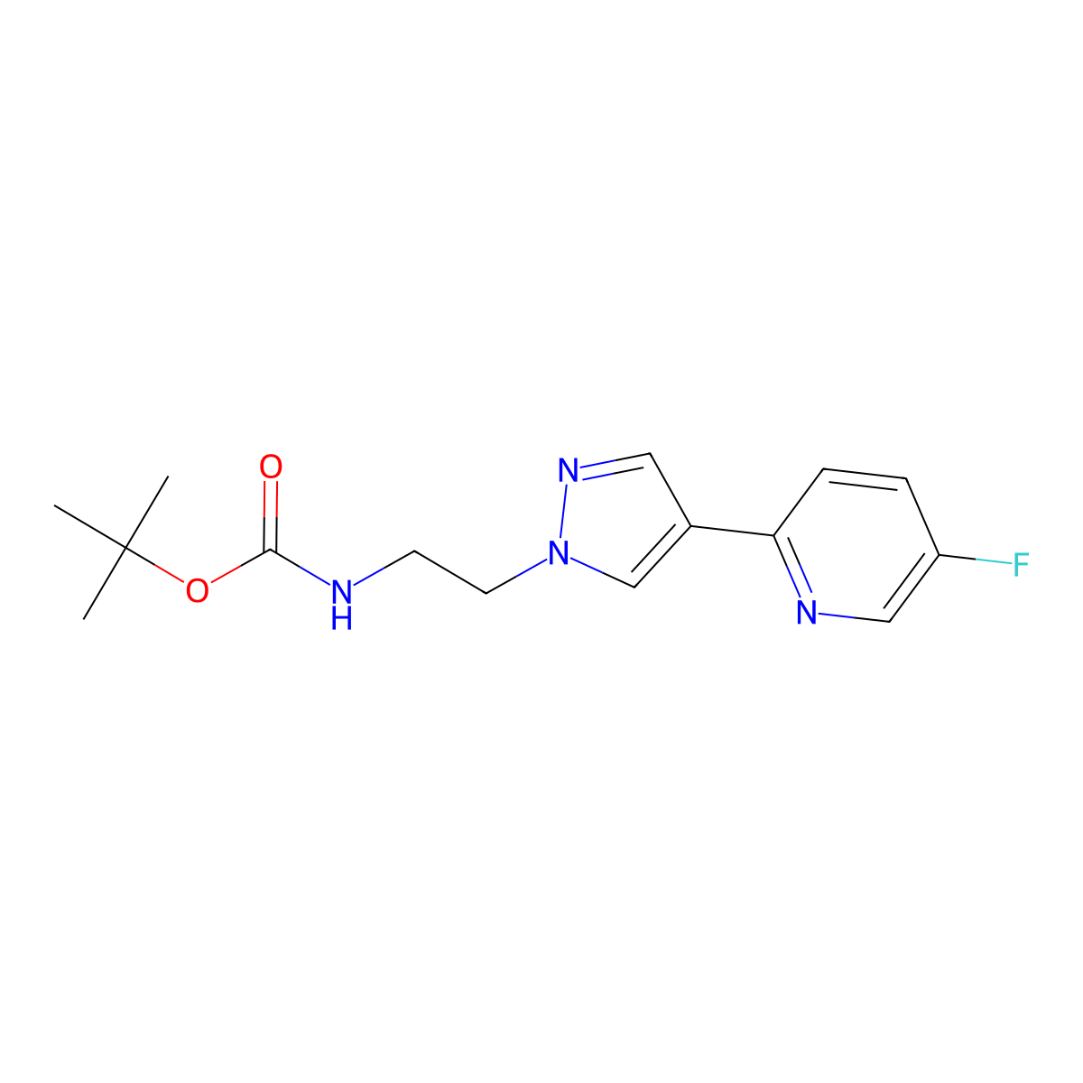 Tert-butyl (2-(4-(5-fluoropyridin-2-yl)-1H-pyrazol-1-yl)ethyl)carbamate molecular structure, CAS 1381971-94-3