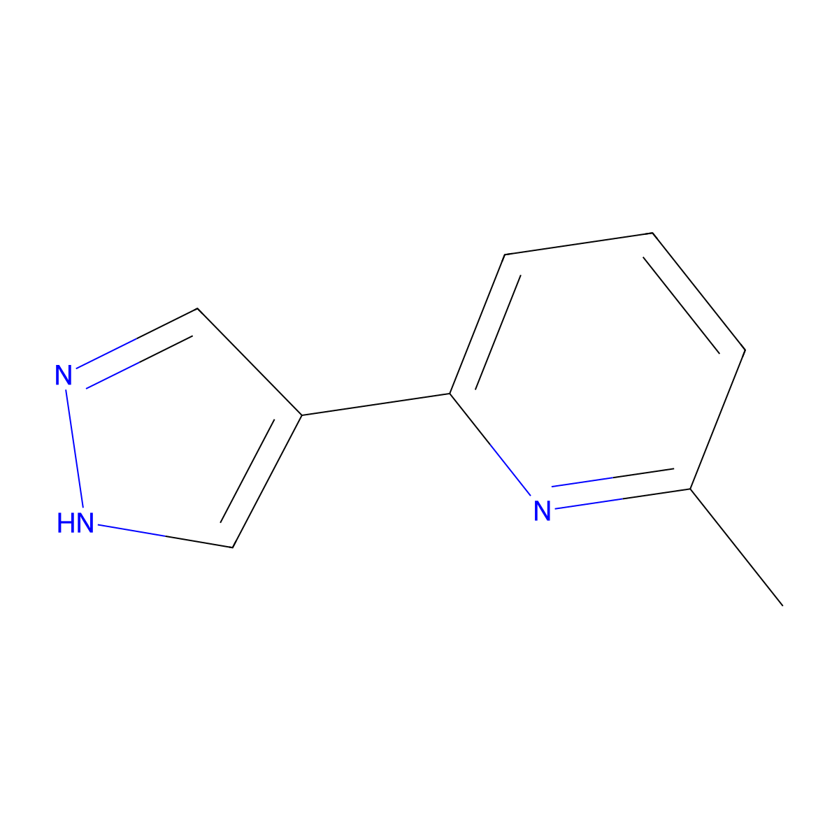 2-methyl-6-(1H-pyrazol-4-yl)pyridine molecular structure, CAS 1381972-77-5