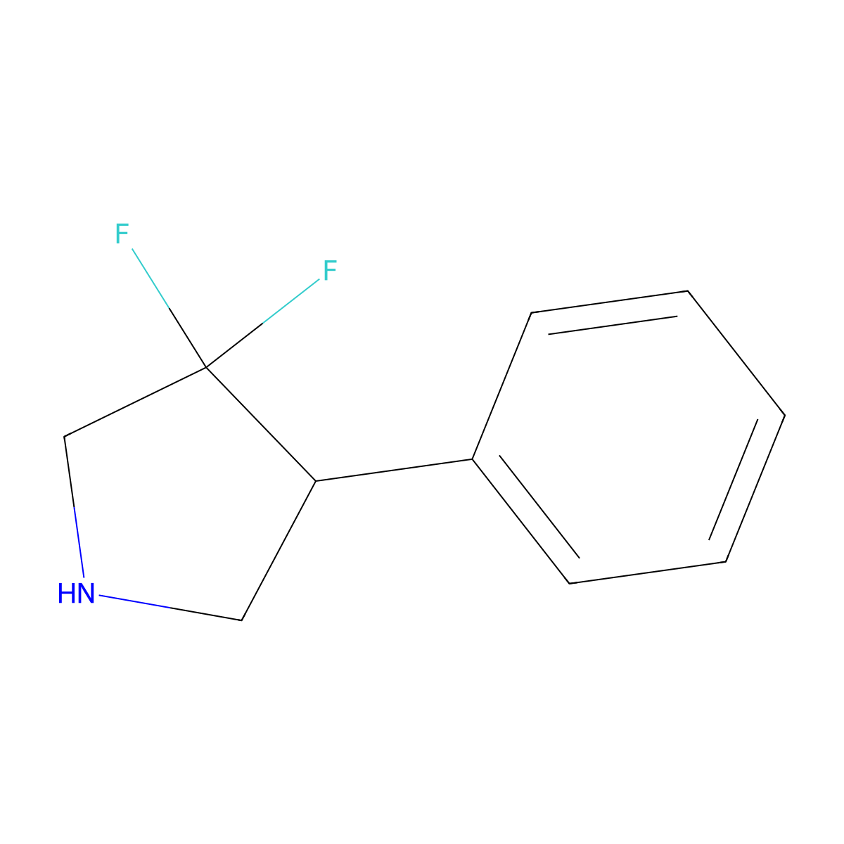 3,3-Difluoro-4-phenylpyrrolidine molecular structure, CAS 1381980-31-9