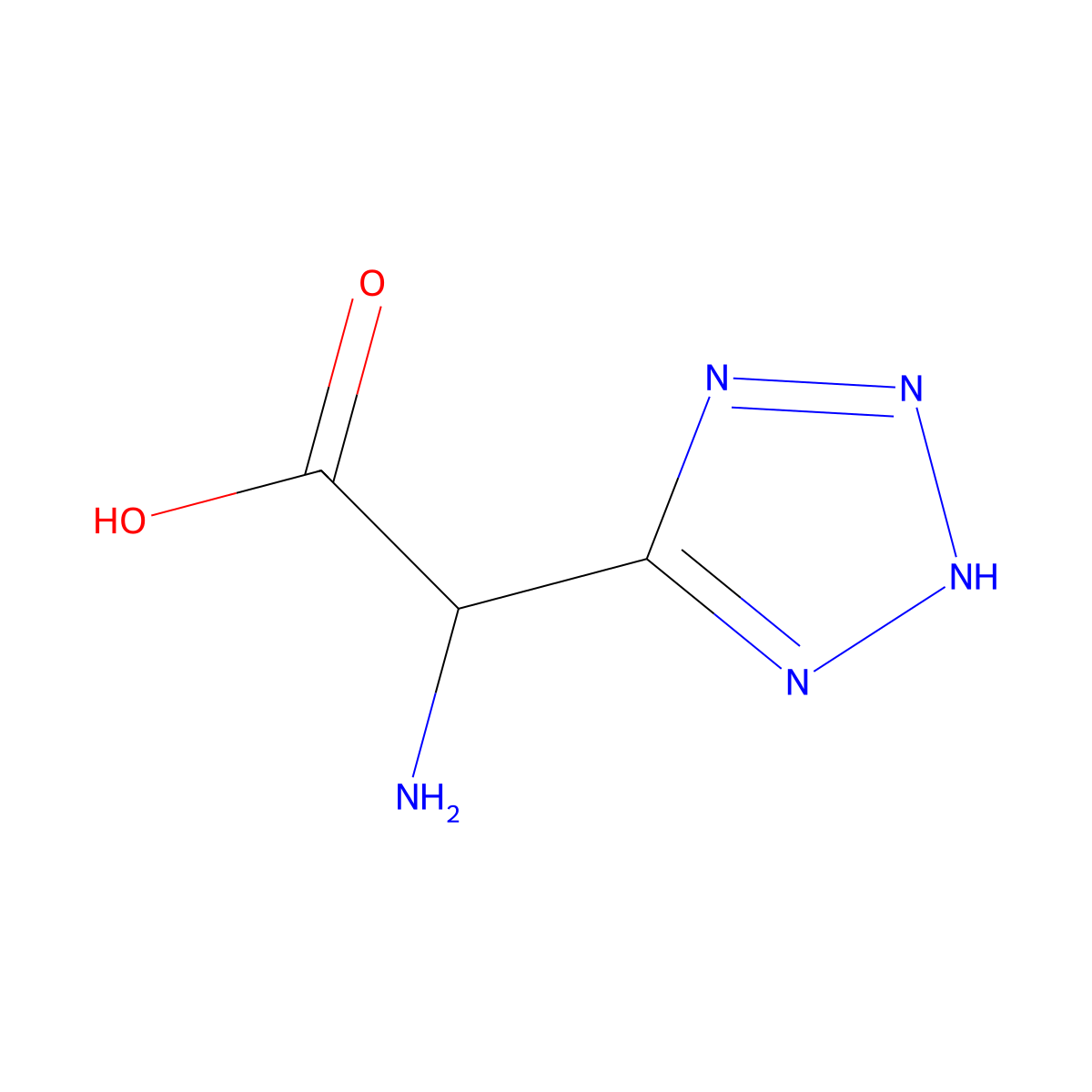 alpha-Amino-2H-tetrazole-5-acetic acid molecular structure, CAS 138199-51-6