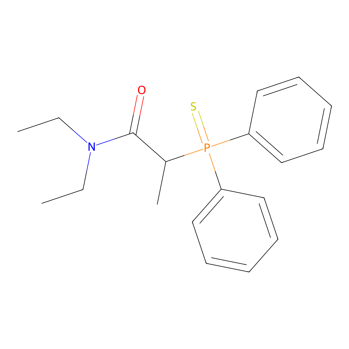 Propanamide, 2-(diphenylphosphinothioyl)-N,N-diethyl- molecular structure, CAS 138199-99-2