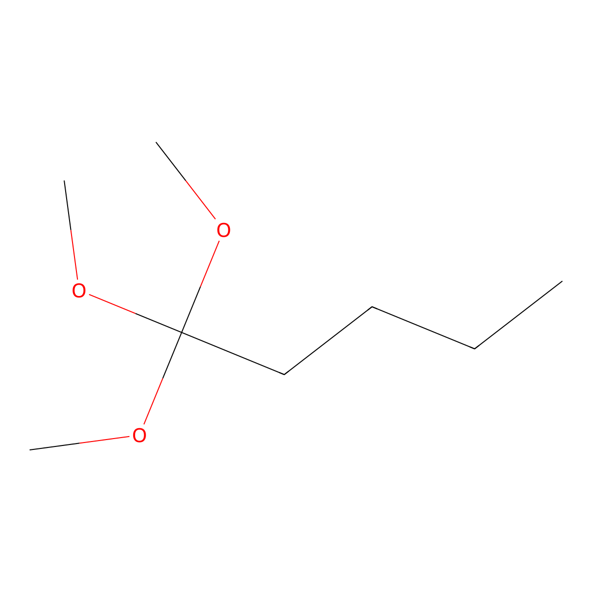 Trimethyl orthovalerate molecular structure, CAS 13820-09-2
