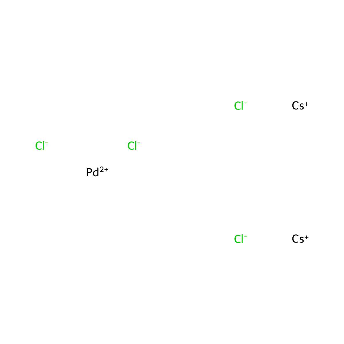 Palladate(2-), tetrachloro-, cesium (1:2), (SP-4-1)- molecular structure, CAS 13820-33-2