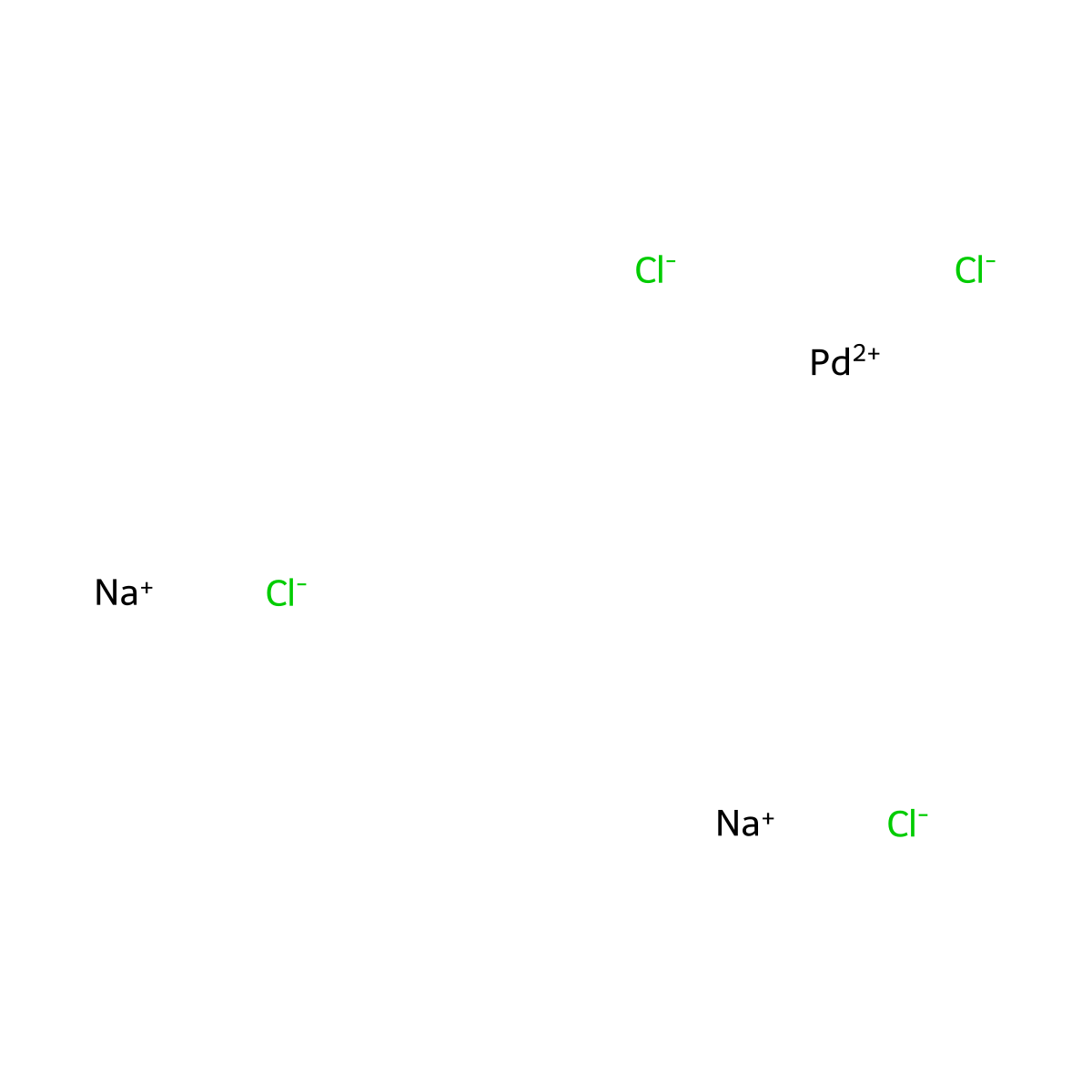 Cl4Na2Pd molecular structure, CAS 13820-53-6