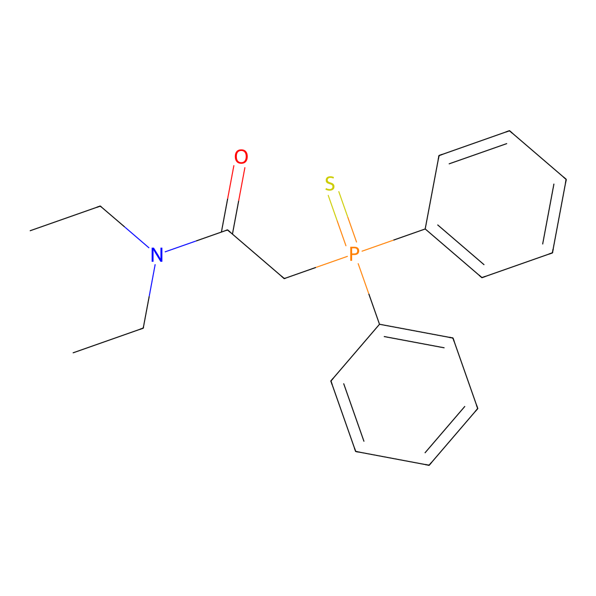 Acetamide, 2-(diphenylphosphinothioyl)-N,N-diethyl- molecular structure, CAS 138200-01-8