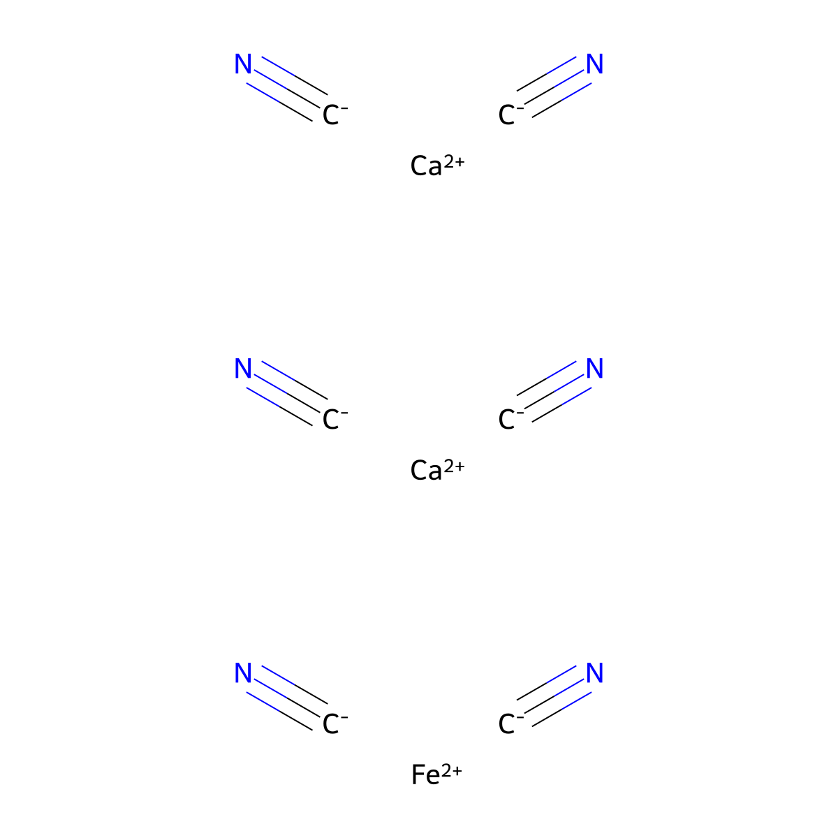 Calcium ferrocyanide molecular structure, CAS 13821-08-4